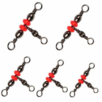 50pcs/100pcs Three 3 Way Cross Line Barrel Fishing Swivel Barrel Triple Swivel Style C Connector With Boxes Packaging.