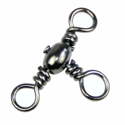 100pcs 3 Way Cross Line Barrel Fishing Swivels T-Turn Triple Swivel Connectors With Size 2#/4#/6#/8#/10#.